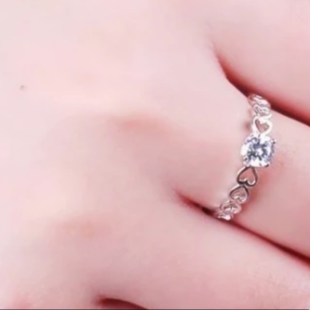 Cubic Zirconia Silver Plated Heart Ring